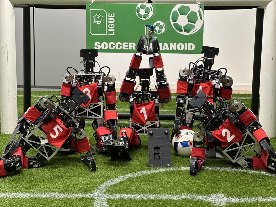 Fünf Fussballroboter der WF Wolves