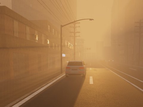 Simulation von Störgrößen (hier Nebel und Gegenlicht) (öffnet Vergrößerung des Bildes)