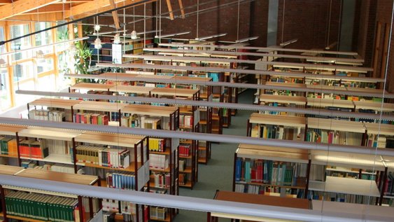 Blick auf den Buchbestand der Bibliothek Suderburg