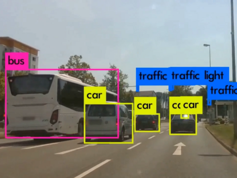 Exemplarische bildbasierte Objekterkennung im Straßenverkehr (öffnet Vergrößerung des Bildes)