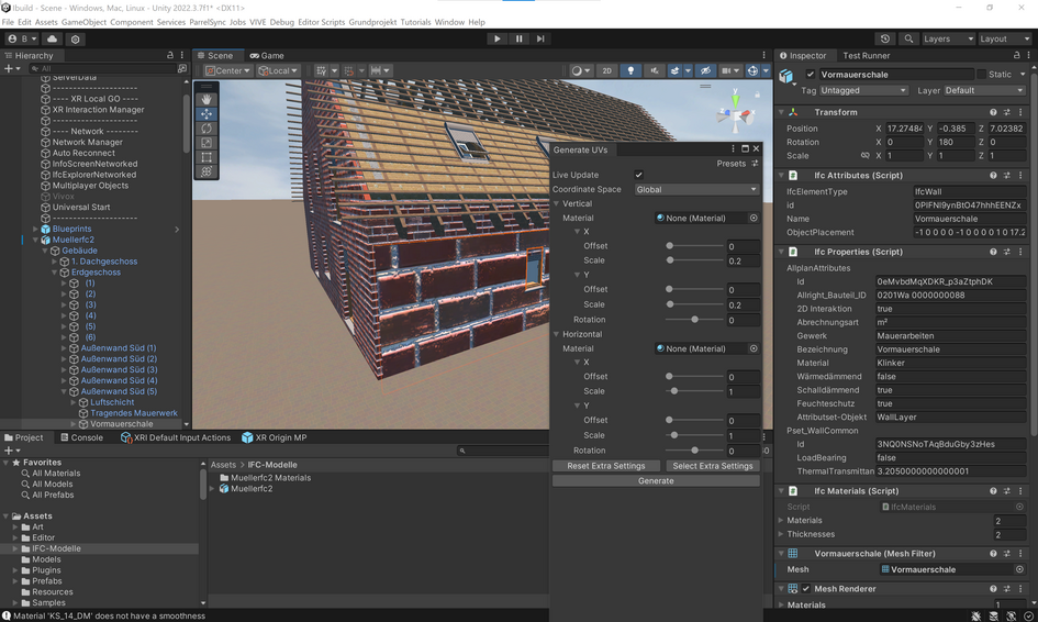 Benutzeroberfläche des UV-Generators im Editor von Unity (öffnet Vergrößerung des Bildes)