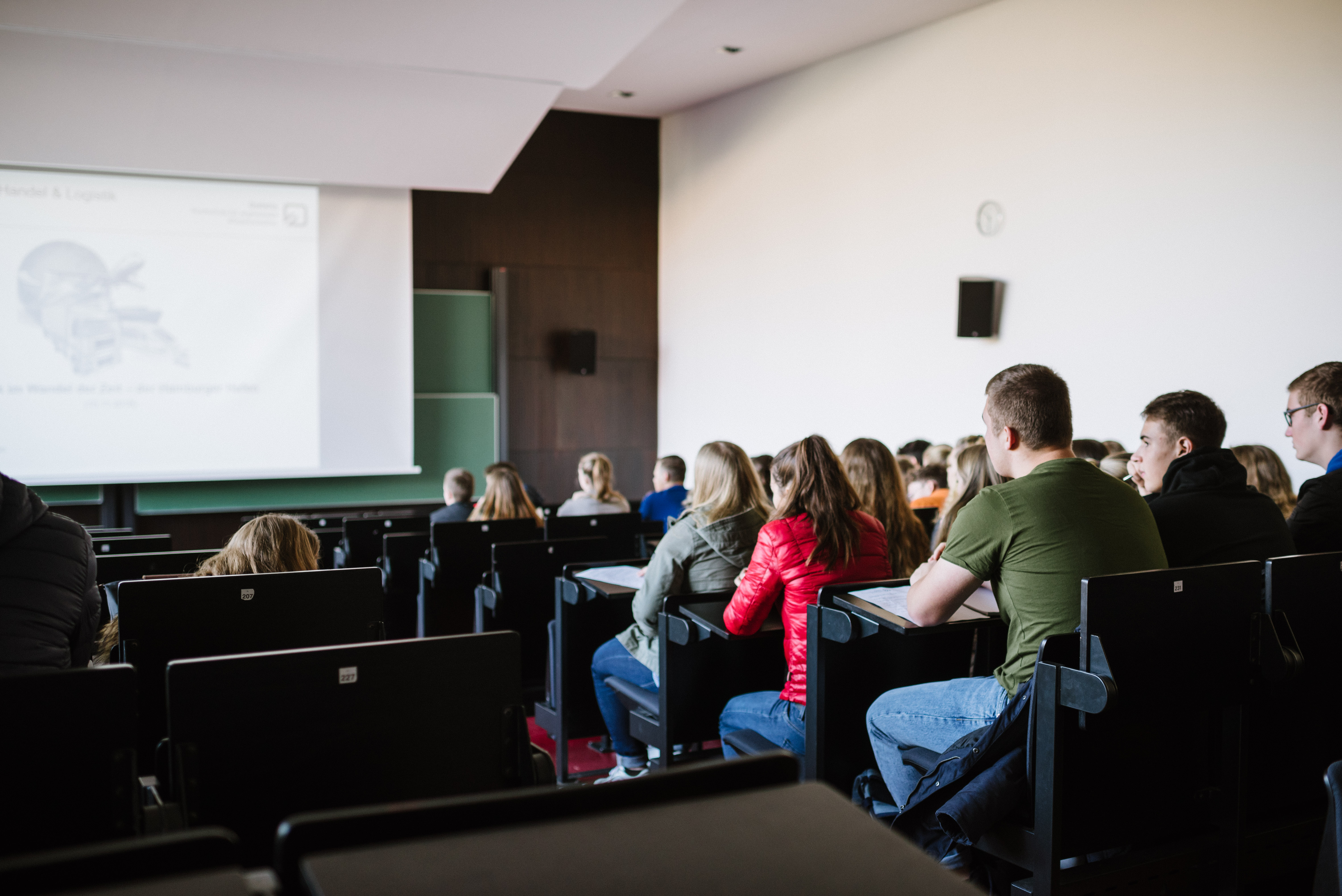 Schoolgirls attend a lecture