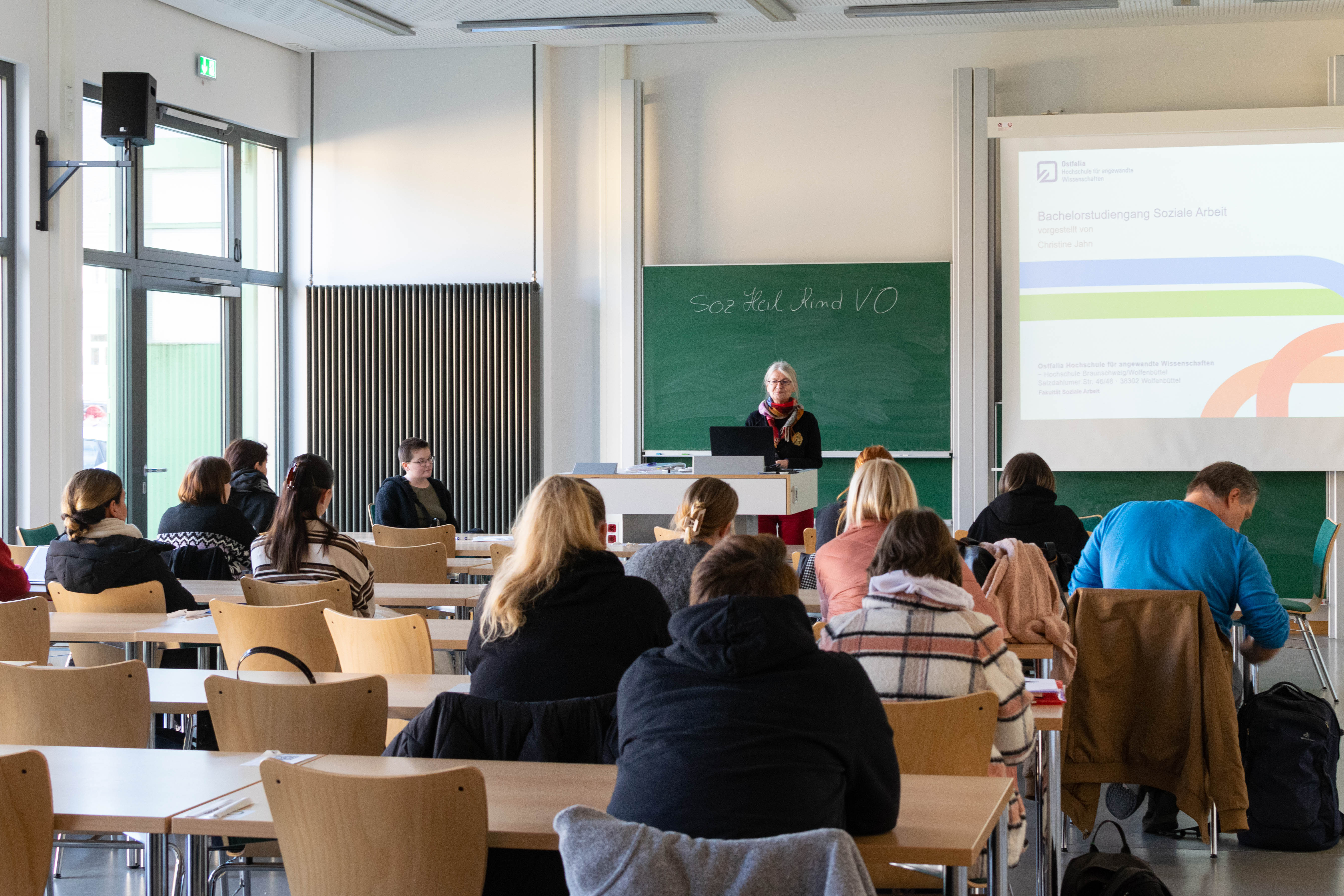 Information event with a group of schoolgirls