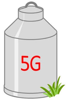 Comic-Darstellung einer Milchkanne mit der Aufschrift "5G"