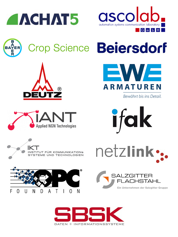 Eine Auswahl an Bildmarken von kooperierenden Unternehmen; darunter Bayer Crop Science, Beiersdorf und Salzgitter Flachstahl